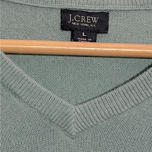 J. Crew cashmere & cotton sea foam v-neck large - Picture 3 of 8